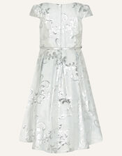 Mira Jacquard Dress, Silver (SILVER), large