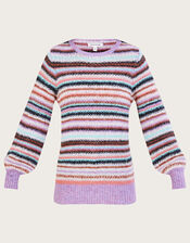 Stripe Jumper with Recycled Polyester, Purple (LILAC), large