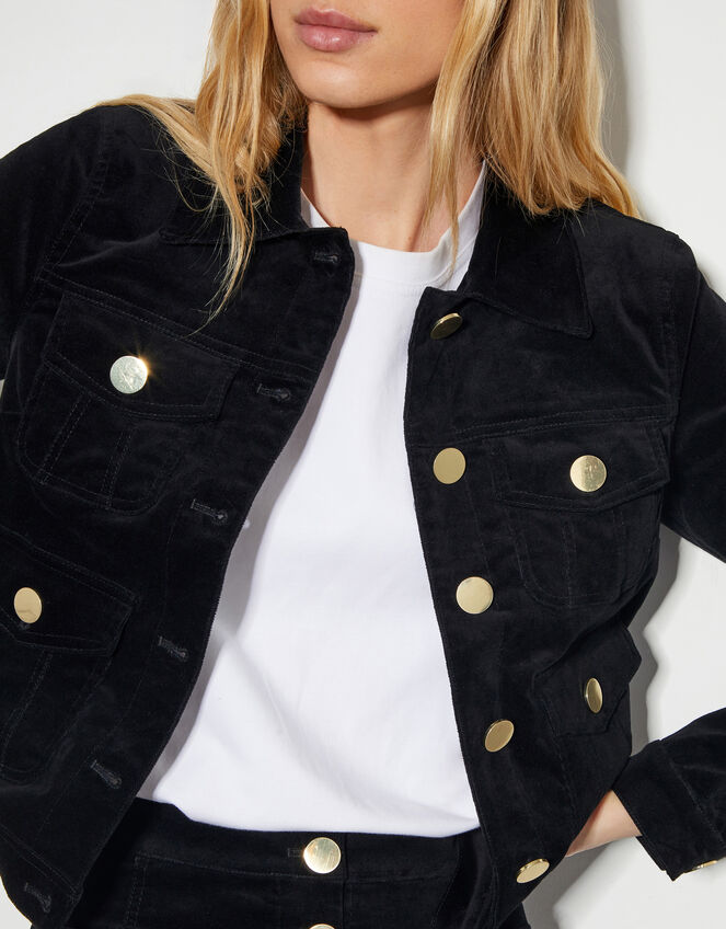 Oriana Four-Pocket Crop Jacket, Black (BLACK), large