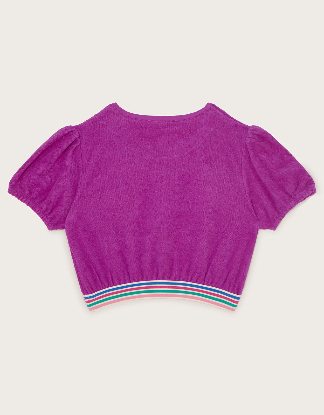 Towelling Puff Sleeve Top Pink