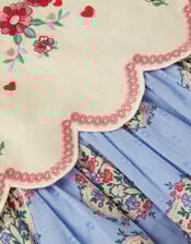 Baby Heart Print Embroidered Panel Dress, Blue (BLUE), large