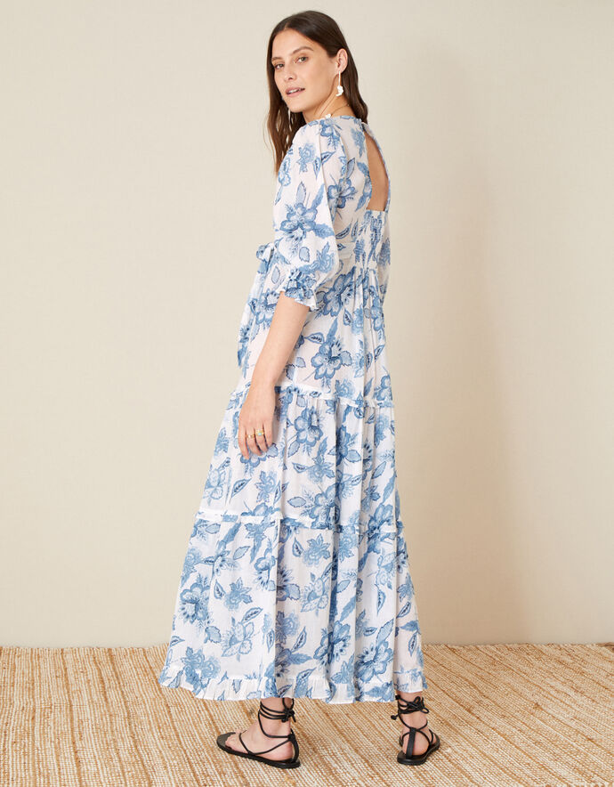 Roxanna Floral Tiered Maxi Dress Blue