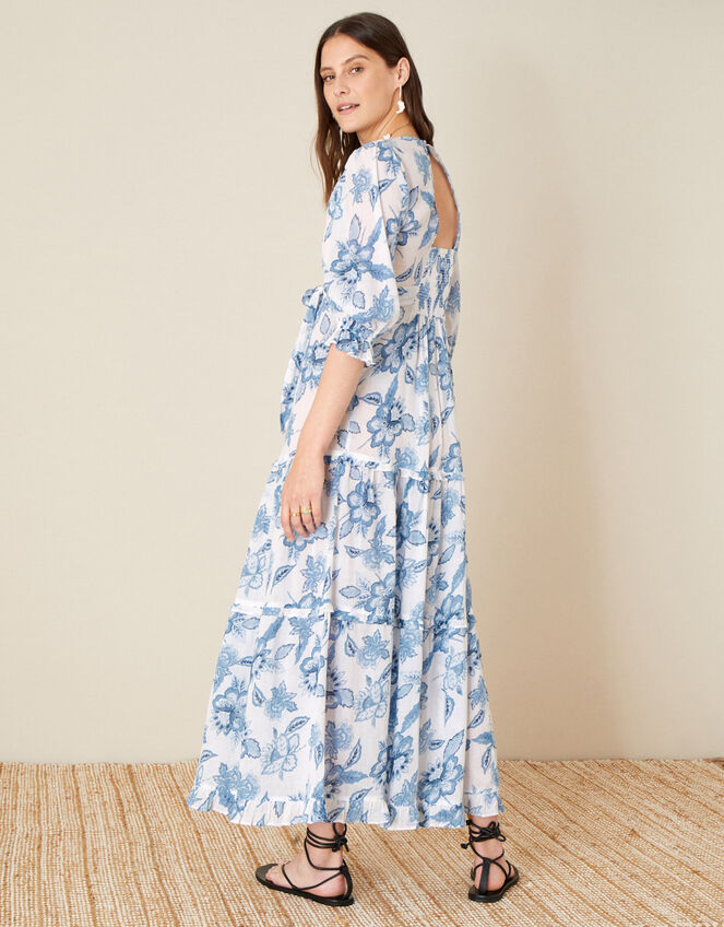 Roxanna Floral Tiered Maxi Dress, Blue (BLUE), large