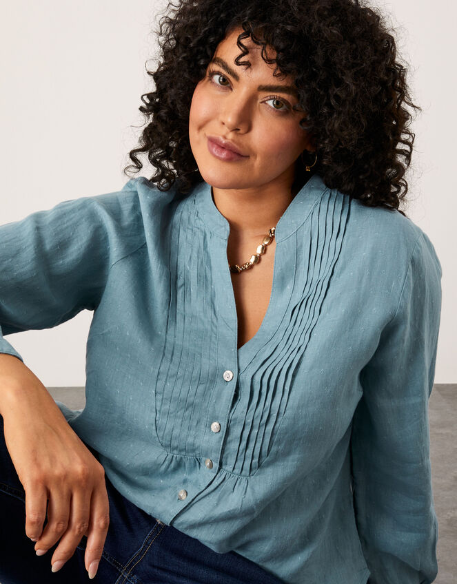 Linen Bib Dobby Shirt, Blue (BLUE), large
