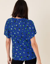 Animal V-Neck Top with LENZING™ ECOVERO™, Blue (COBALT), large