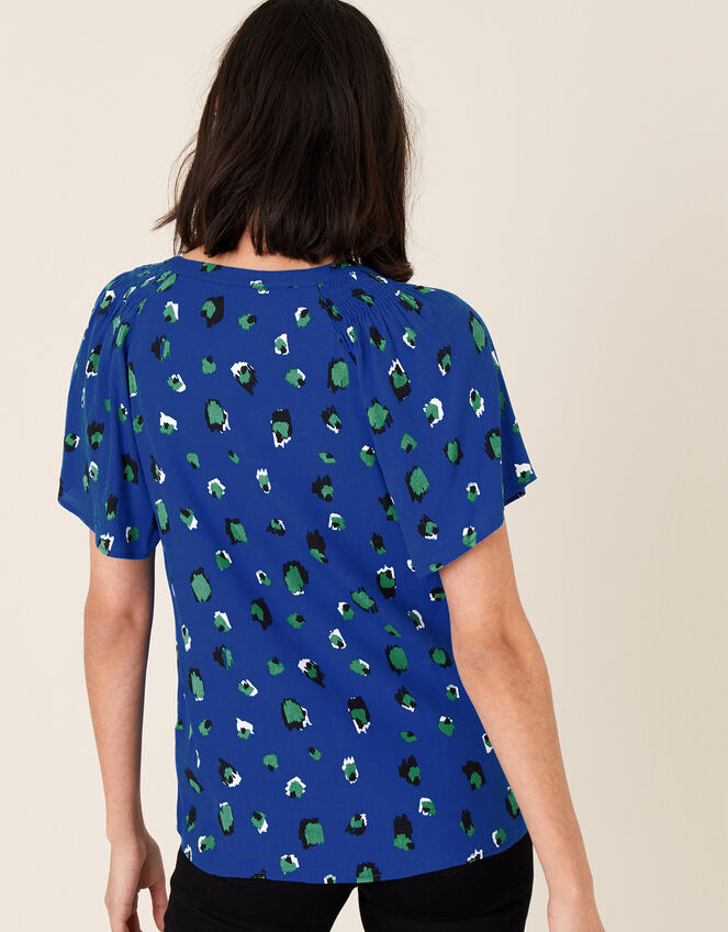 Animal V-Neck Top with LENZING™ ECOVERO™, Blue (COBALT), large