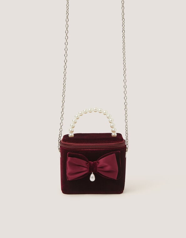 Bow Velvet Bag , Red (BURGUNDY), large