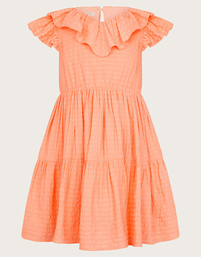 Woven Ruffle Dress, Orange (ORANGE), large