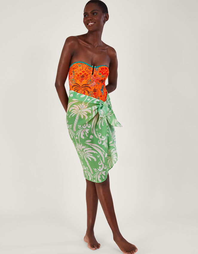 Palm Print Swimsuit, Orange (ORANGE), large