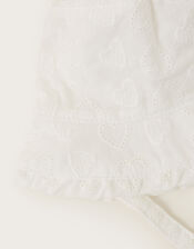 Baby Broderie Heart Sun Hat, Ivory (IVORY), large