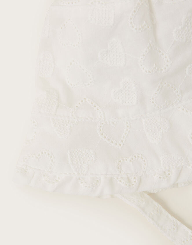 Baby Broderie Heart Sun Hat, Ivory (IVORY), large