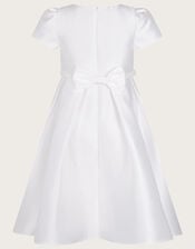 Pearl Belt Henrietta Duchess Dress, Ivory (IVORY), large