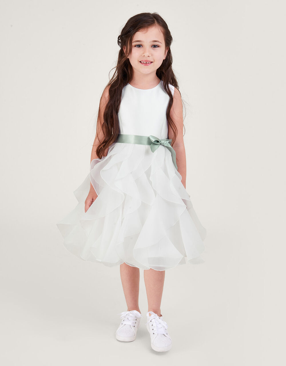 Cannes Organza Ruffle Dress Ivory Girls' Dresses Monsoon UK.