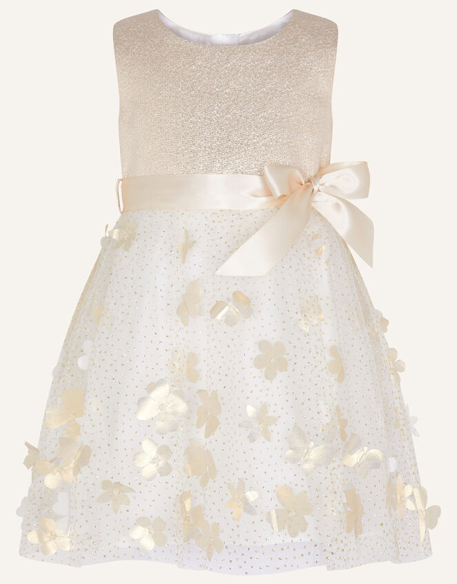 Baby Thalia Jacquard 3D Petal Dress, Ivory (IVORY), large
