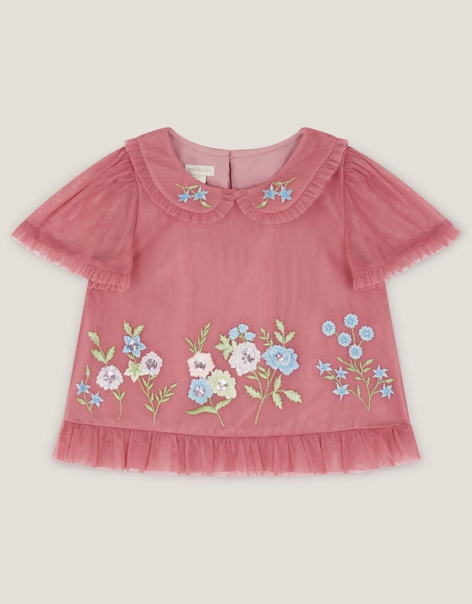 Kristi Embroidered Tulle Top, Pink (DUSKY PINK), large