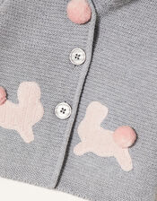 Newborn Bunny Knit Cardigan, Grey (GREY), large