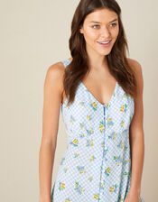 Gabriella Gingham Floral Dress, Blue (BLUE), large