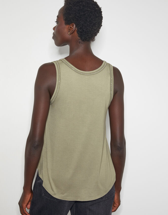 Jess Jersey Cami Top, Green (KHAKI), large