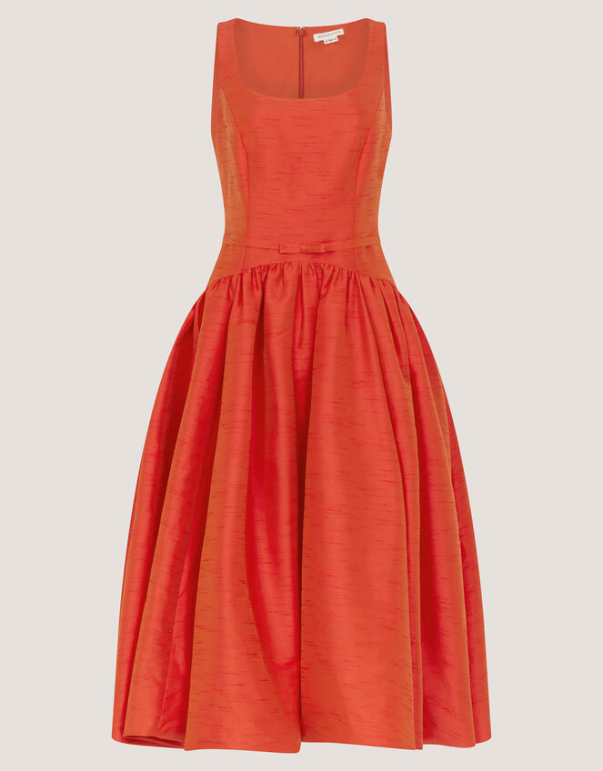 Mila Fit and Flare Midi Dress, Orange (ORANGE), large