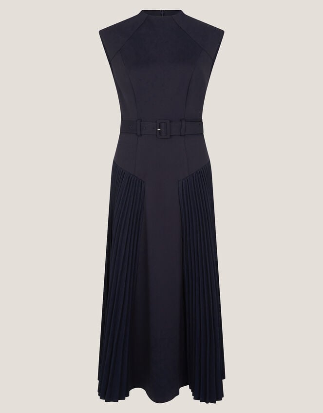 Sally Pleat Sleeveless Midi Dress Blue