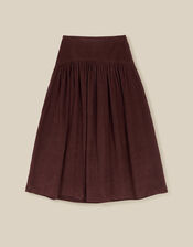 Jenny Drop Waist Corduroy Midi Skirt, Brown (CHOCOLATE), large