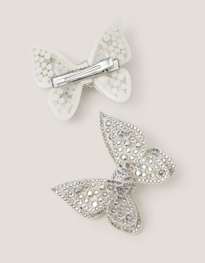 2-Pack Rhinestone Butterfly Hair Clips, , large