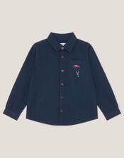 London Embroidered Twill Shirt, Blue (BLUE), large