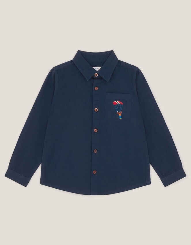 London Embroidered Twill Shirt, Blue (BLUE), large
