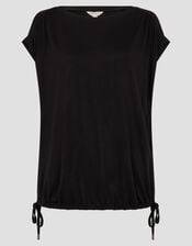 Tamara Cap Sleeve Tie Jersey Top, Black (BLACK), large