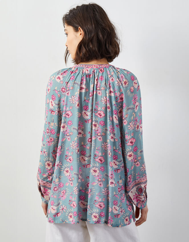 East Clementine Embroidered Floral Blouse, Green (MINT), large