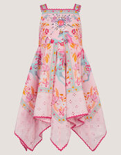 Unicorn Print Hanky Hem Dress, Pink (PINK), large