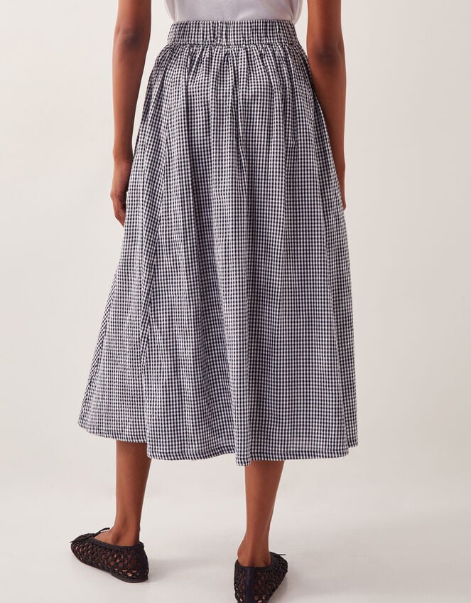 Bea Gingham Button Midi Skirt, Blue (NAVY), large
