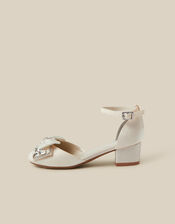 Closed-Toe Gemstone Bow Heels , Ivory (IVORY), large