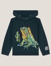 Iguana Long Sleeve Hoodie, Blue (NAVY), large