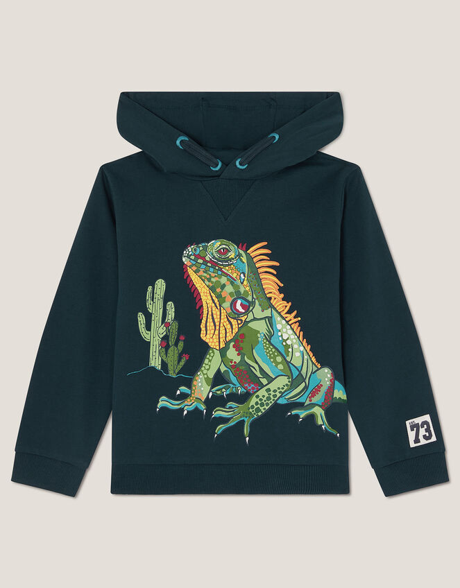 Iguana Long Sleeve Hoodie, Blue (NAVY), large