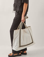 Nia Stripe Strap Tote Bag, Ivory (IVORY), large