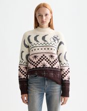 Scotch & Soda Metallic Celestial Fair Isle Jumper, Multi (MULTI), large