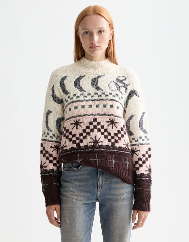 Scotch & Soda Metallic Celestial Fair Isle Jumper, Multi (MULTI), large