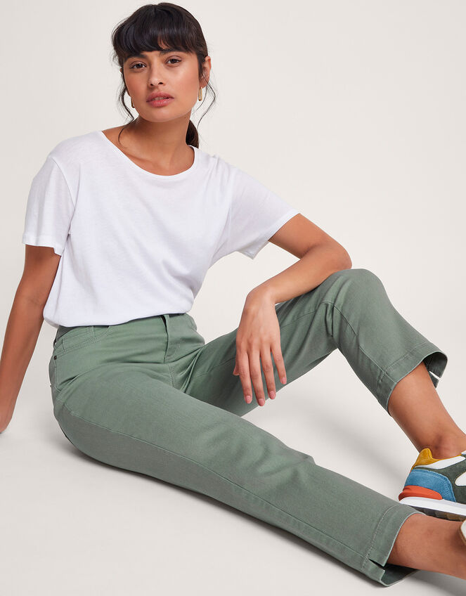 Safaia 7/8 Denim Jeans, Green (KHAKI), large