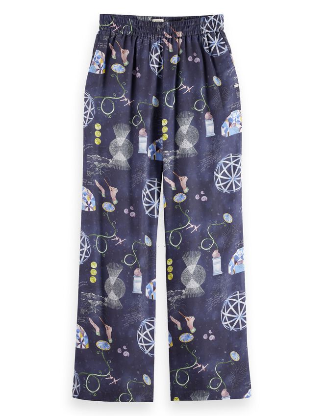 Scotch & Soda Gia Print Wide Leg Trousers, Blue (NAVY), large
