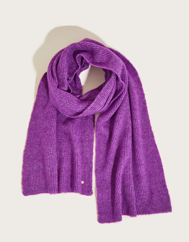 Super Soft Knit Scarf with Recycled Polyester, Purple (PURPLE), large