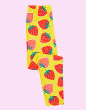 Frugi Libby Strawberry Printed Leggings, Yellow (YELLOW), large