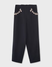 East Esme Embroidered Straight Leg Trousers, Grey (CHARCOAL), large