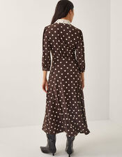 Paris Polka Dot Jersey Midi Dress, Brown (CHOCOLATE), large
