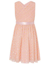 Mabel Gold Spot Wrap Dress, Pink (PINK), large