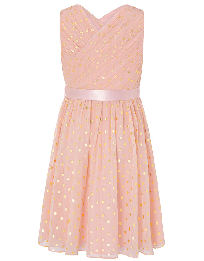 Mabel Gold Spot Wrap Dress, Pink (PINK), large