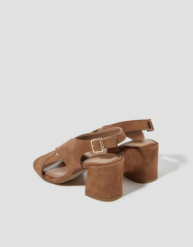 Cally Suede Crossover Slingback Heels, Tan (TAN), large