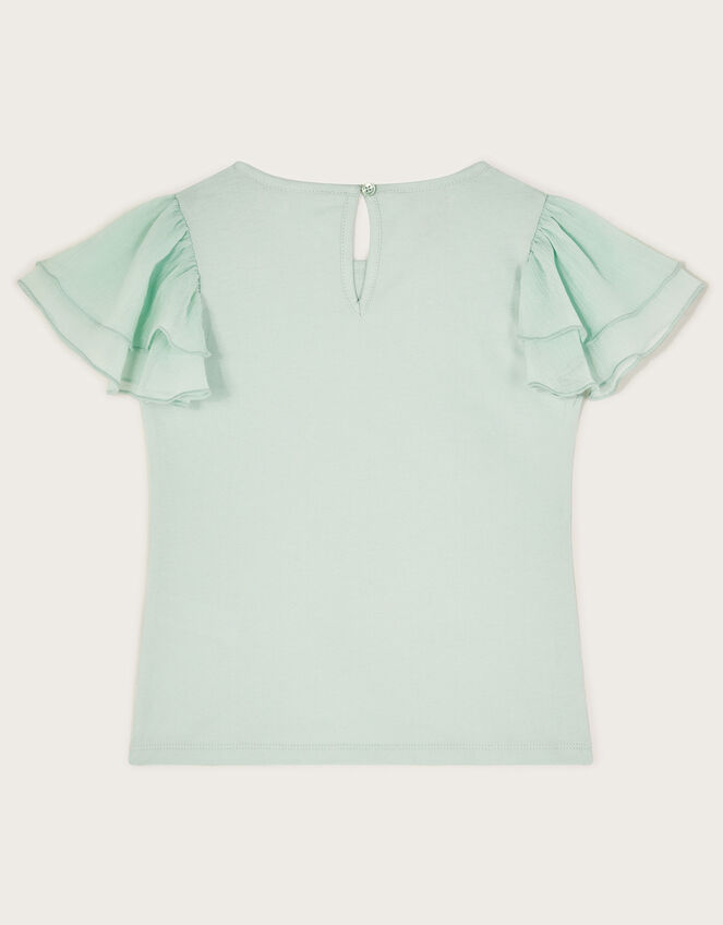 Sequin Unicorn Frilly T-Shirt, Green (GREEN), large