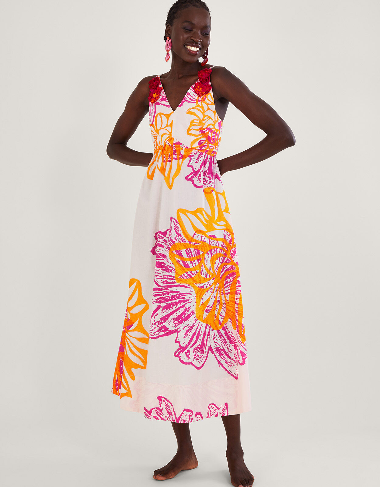 Marguerite Floral Poplin Dress Ivory Day Dresses Monsoon UK