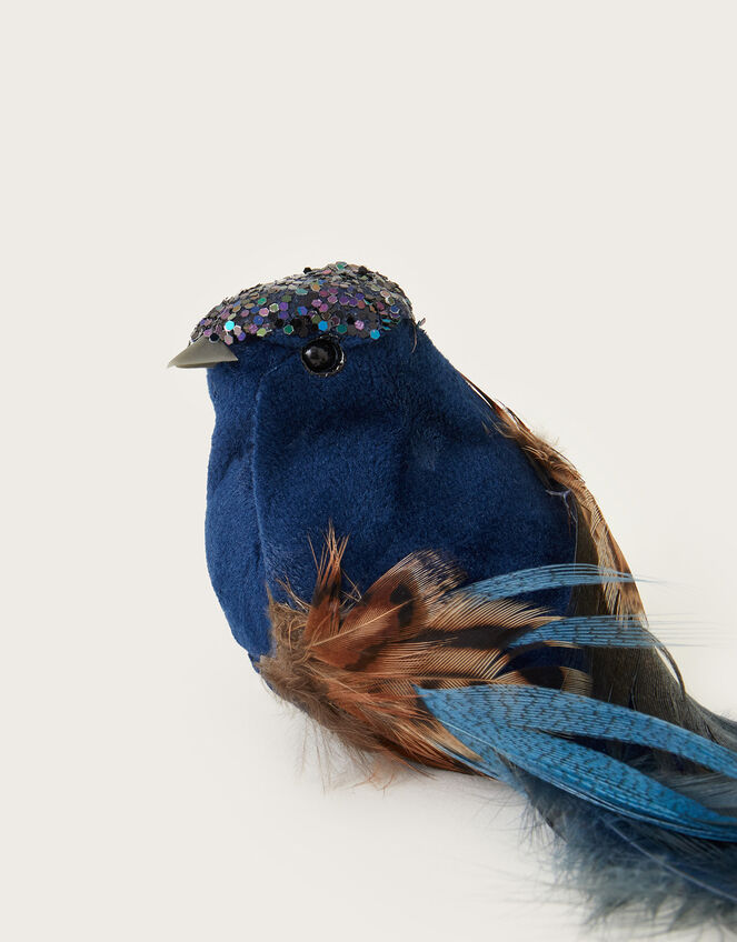 Feather Embellished Velvet Bird Decoration , , large